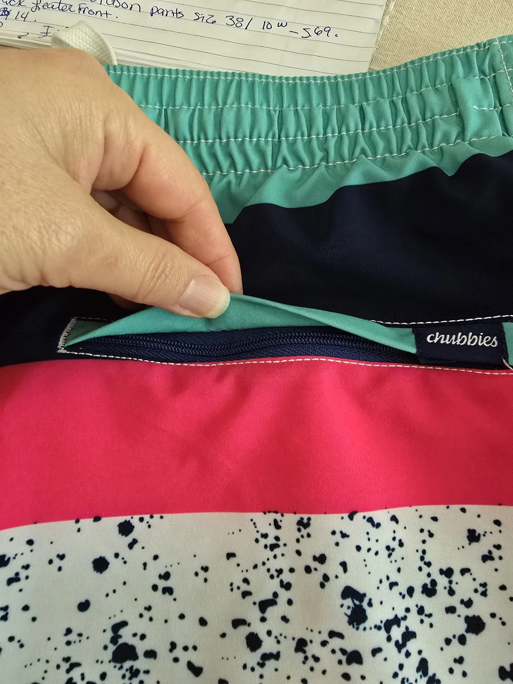 chubbies Swim Trunks  Drawstring Shorts - Teal, Navy & Hot Pink Men Size L